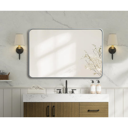 Contour Metal Rectangle Mirror 28x42 in Silver