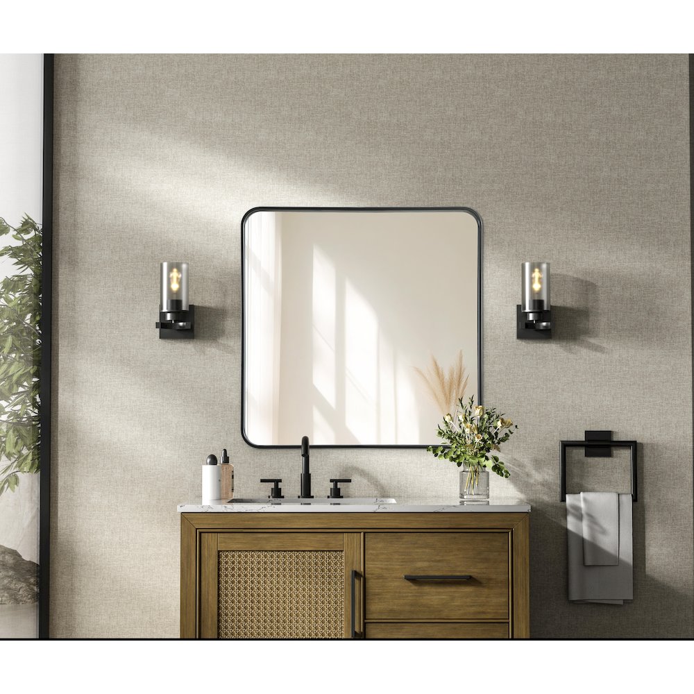 Contour Metal Square Mirror 30x30 in Black