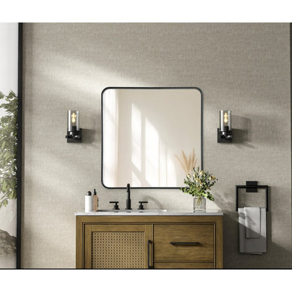 Contour Metal Square Mirror 30x30 in Black
