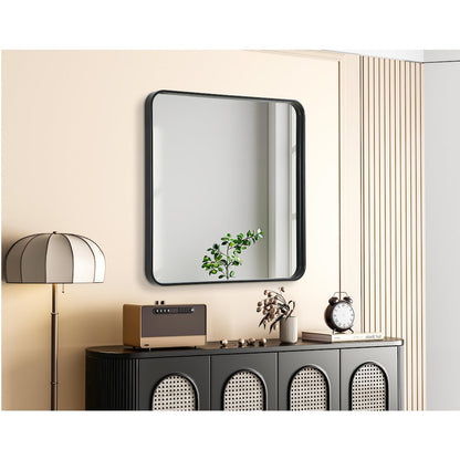 Contour Metal Square Mirror 30x30 in Black