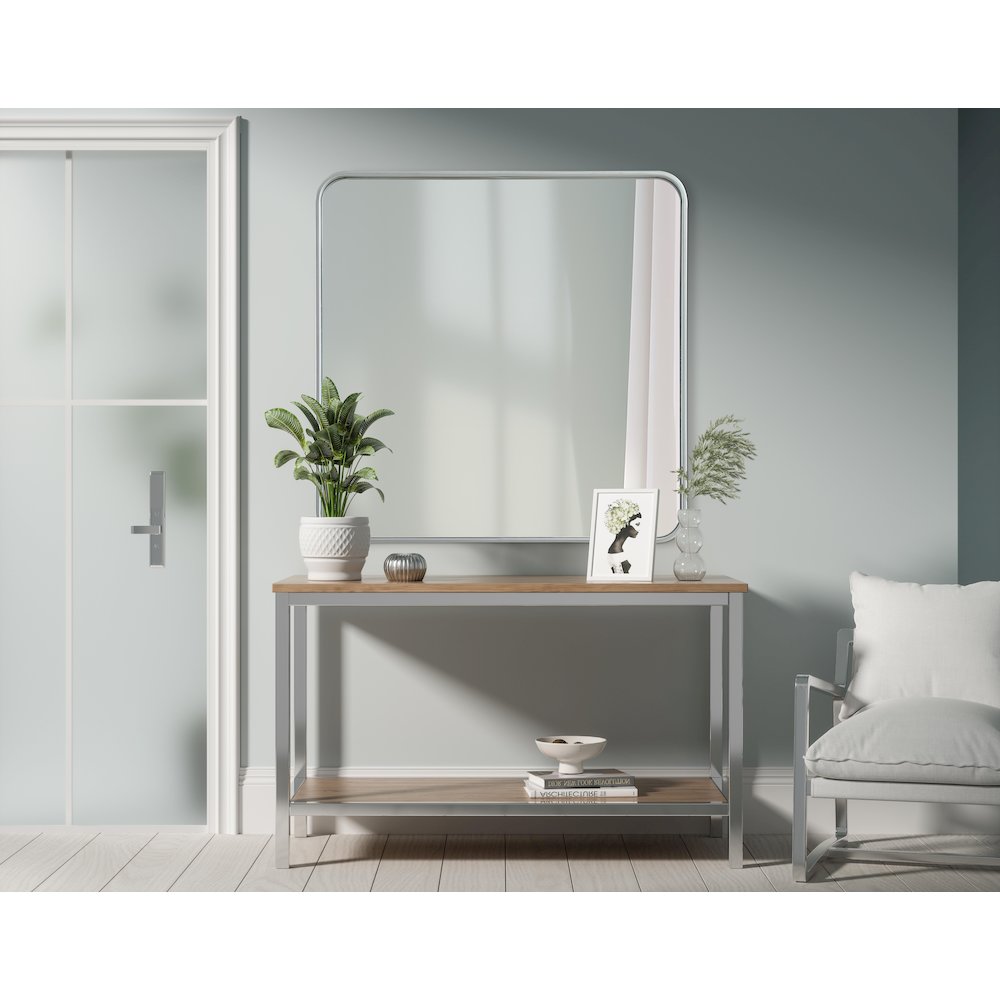 Contour Metal Square Mirror 30x30 in Silver