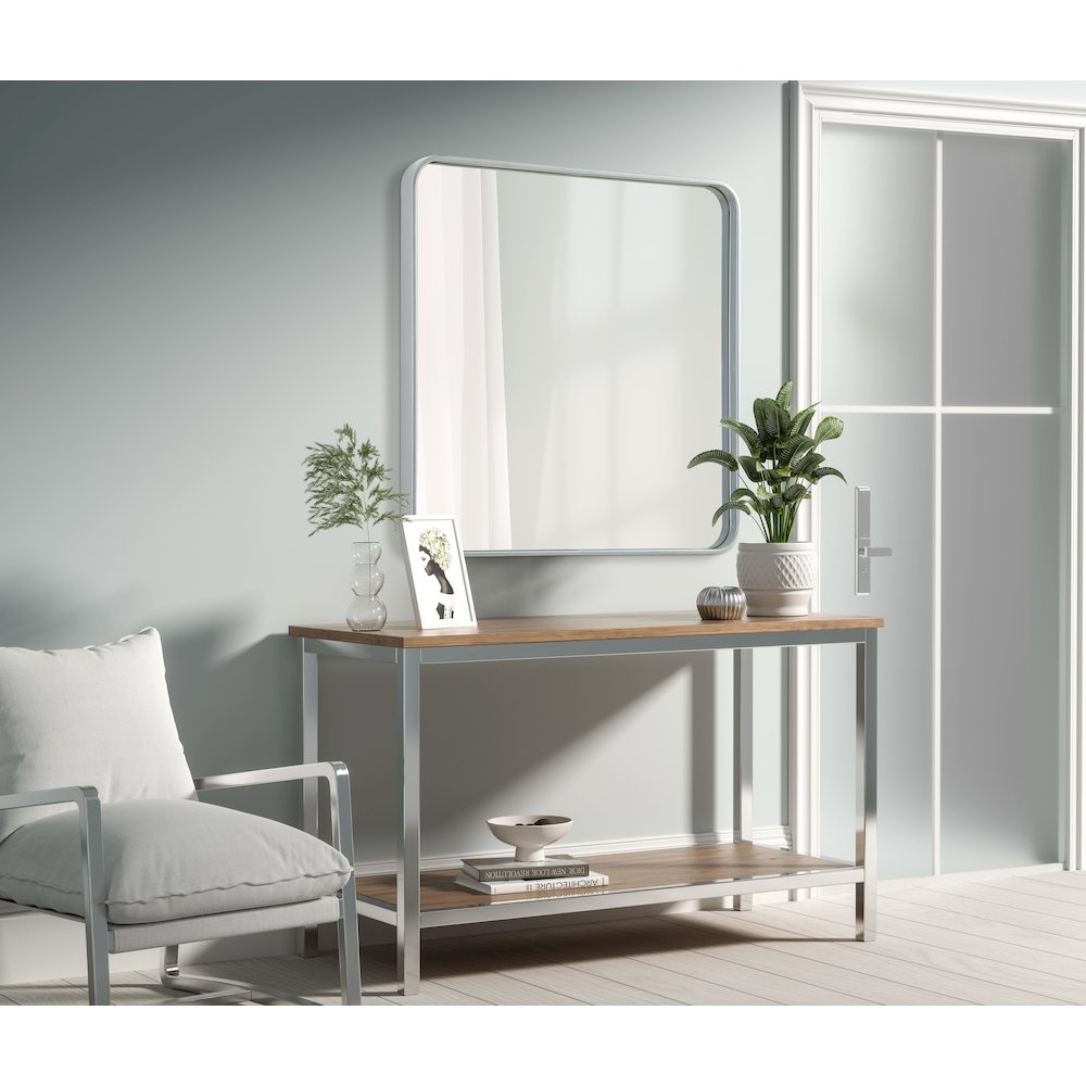 Contour Metal Square Mirror 30x30 in Silver