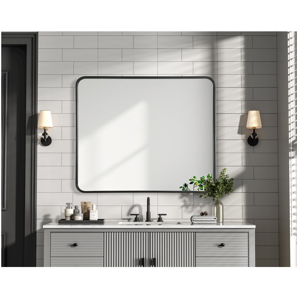 Contour Metal Rectangle Mirror 30x36 in Black