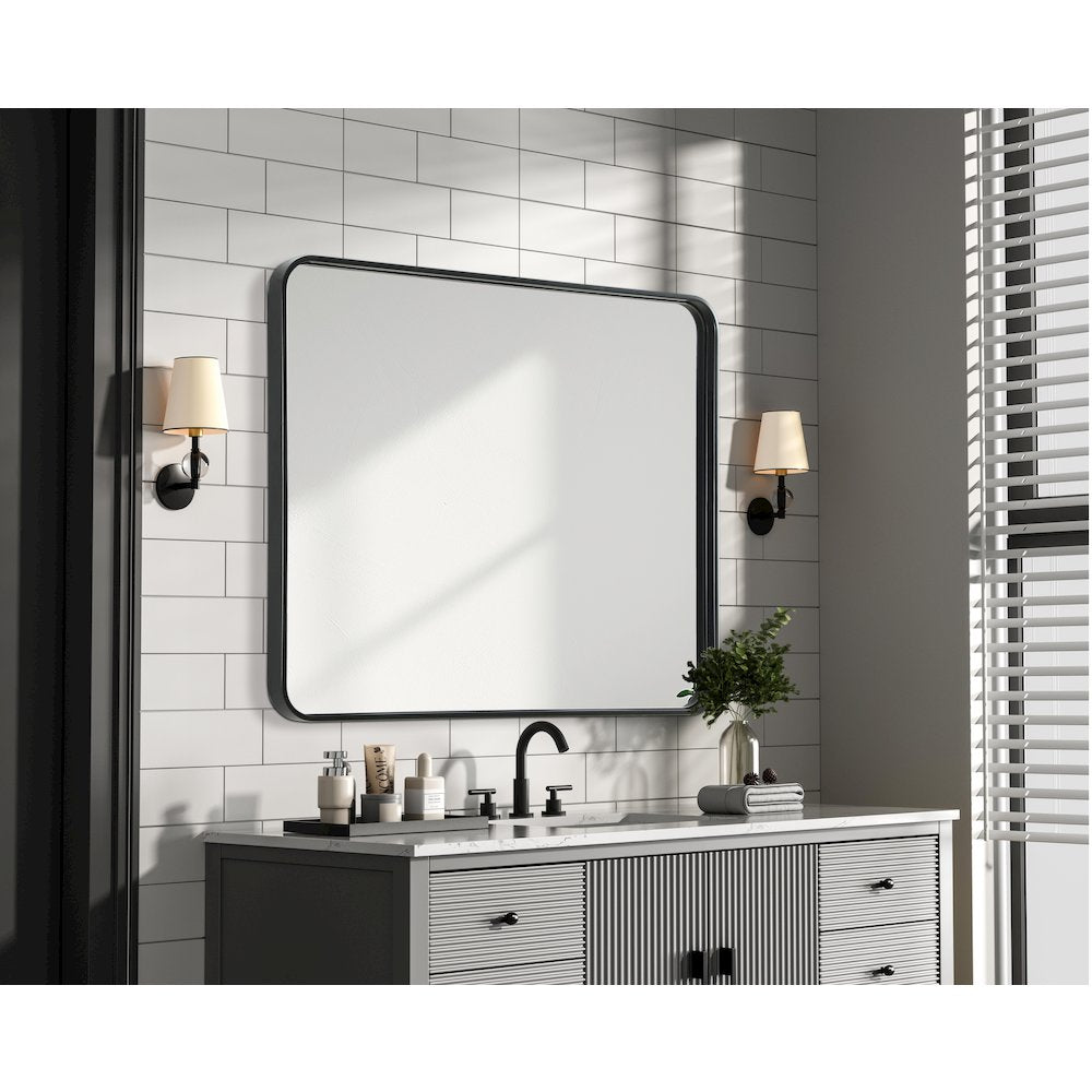 Contour Metal Rectangle Mirror 30x36 in Black