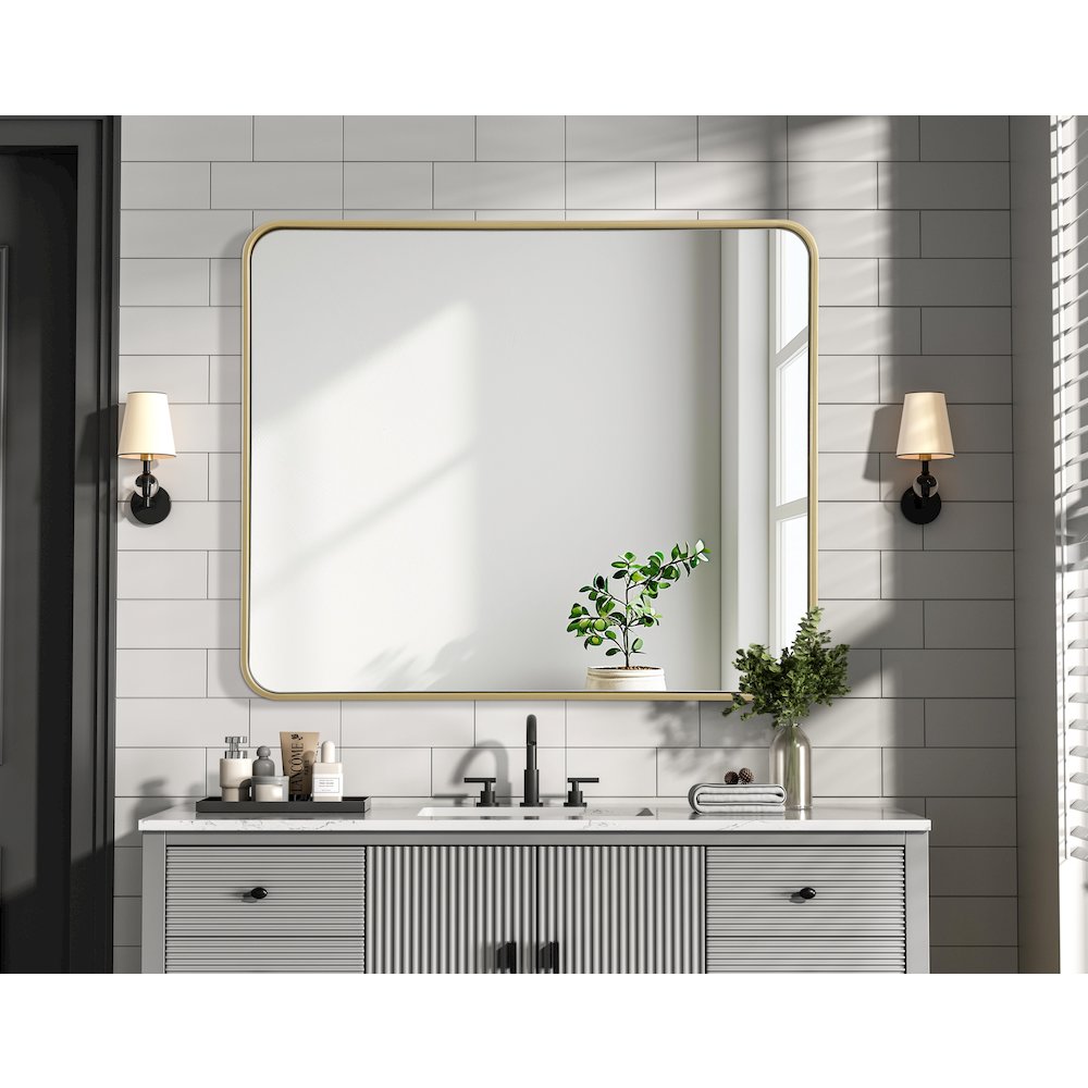Contour Metal Rectangle Mirror 30x36 in Brass