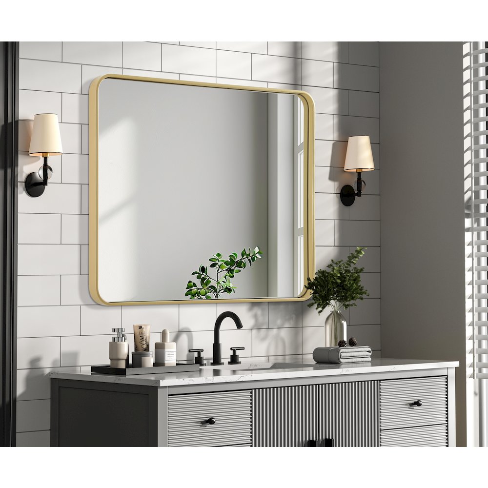 Contour Metal Rectangle Mirror 30x36 in Brass