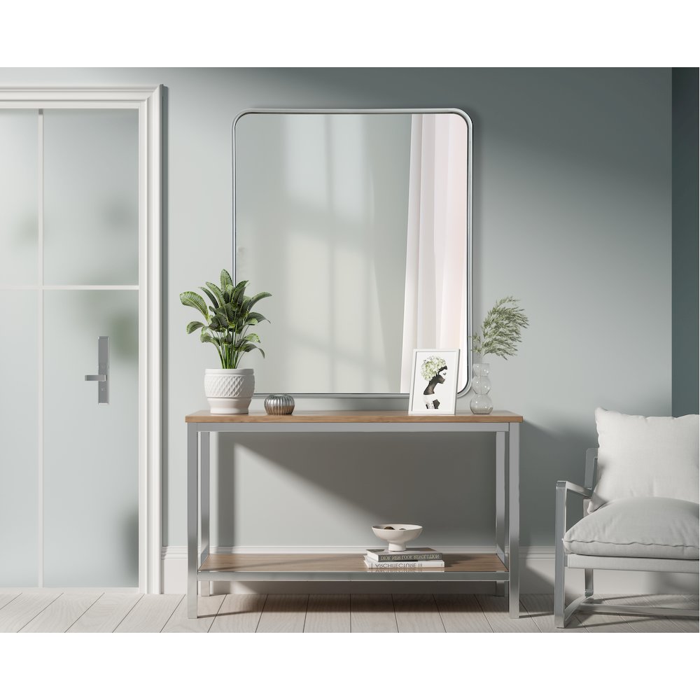 Contour Metal Rectangle Mirror 30x36 in Silver