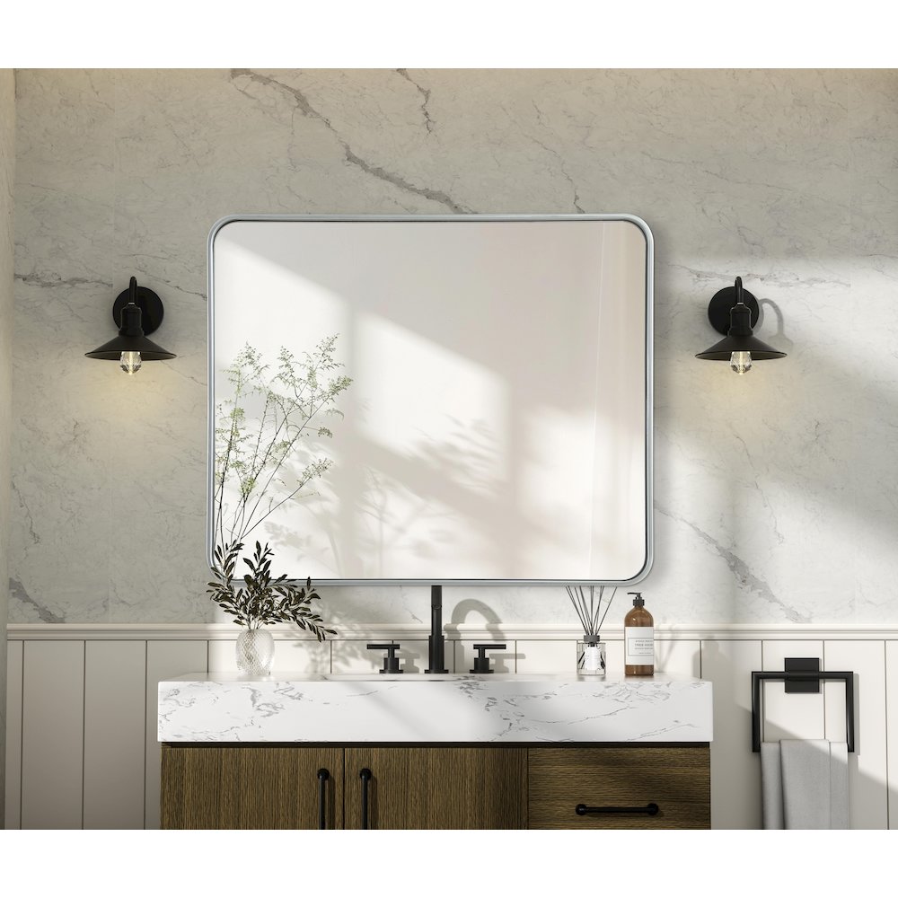 Contour Metal Rectangle Mirror 30x36 in Silver