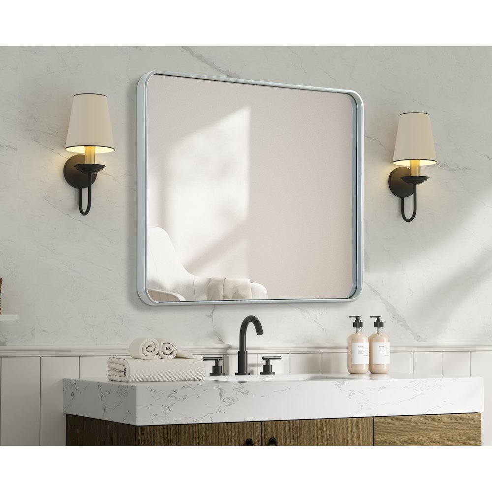Contour Metal Rectangle Mirror 30x36 in Silver