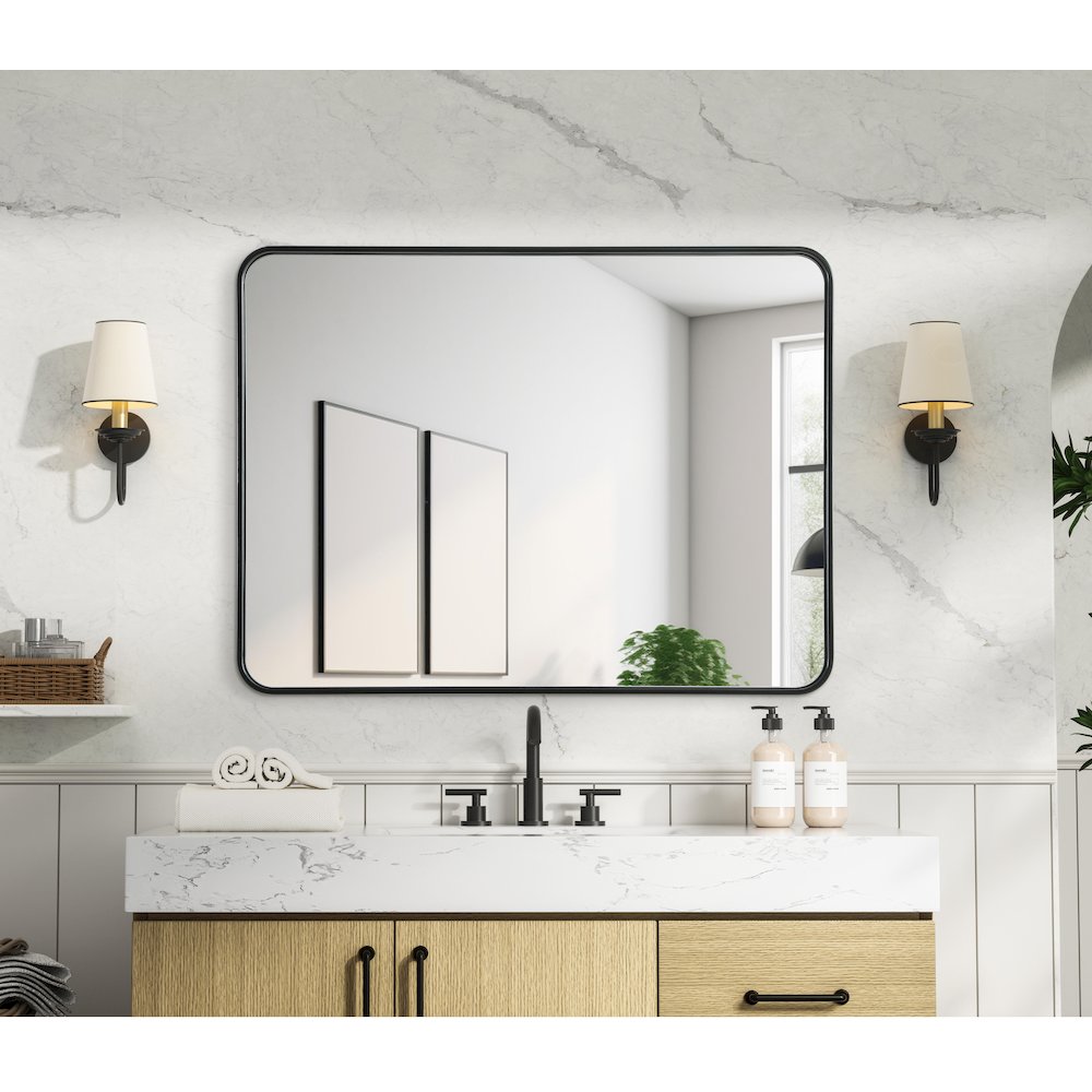 Contour Metal Rectangle Mirror 30x40 in Black