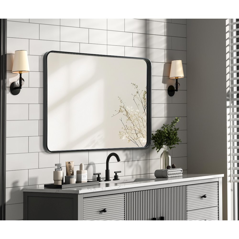 Contour Metal Rectangle Mirror 30x40 in Black