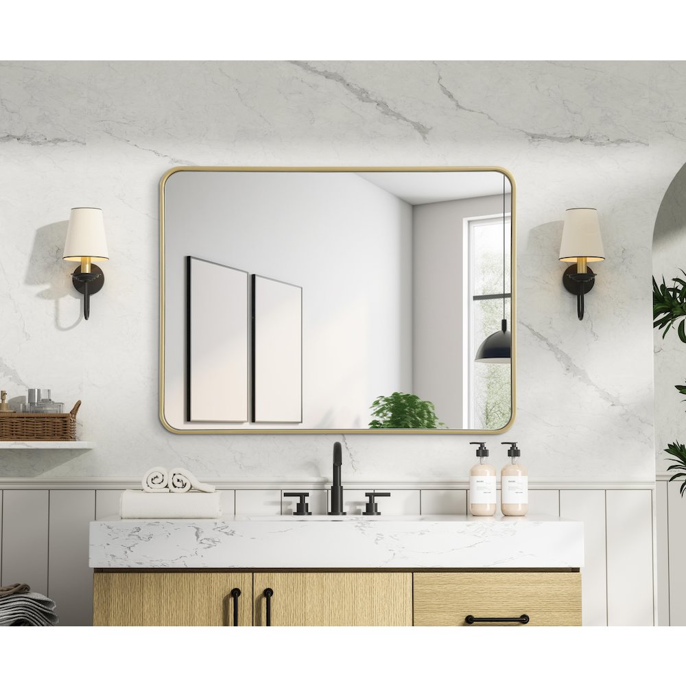 Contour Metal Rectangle Mirror 30x40 in Brass