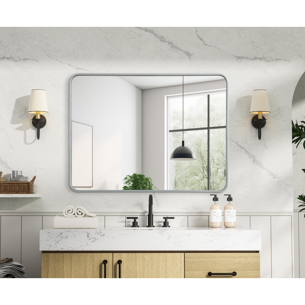Contour Metal Rectangle Mirror 30x40 in Silver