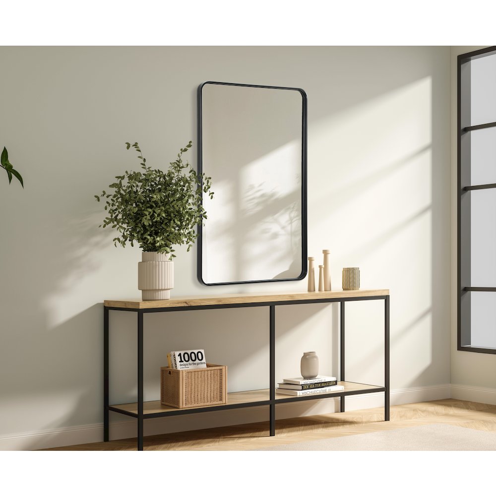 Contour Metal Rectangle Mirror 30x48 in Black