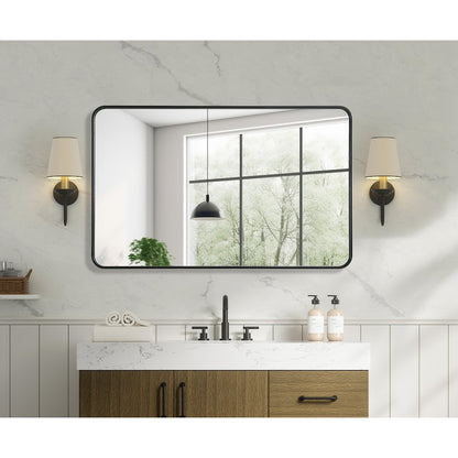 Contour Metal Rectangle Mirror 30x48 in Black