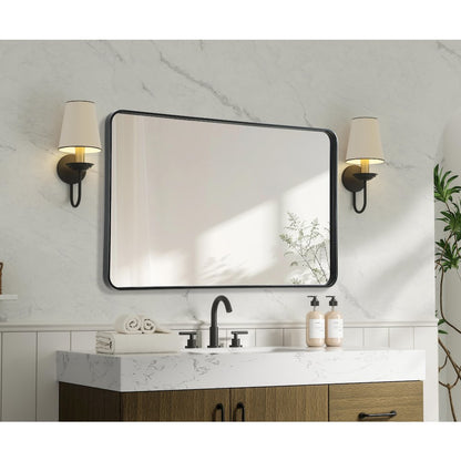 Contour Metal Rectangle Mirror 30x48 in Black