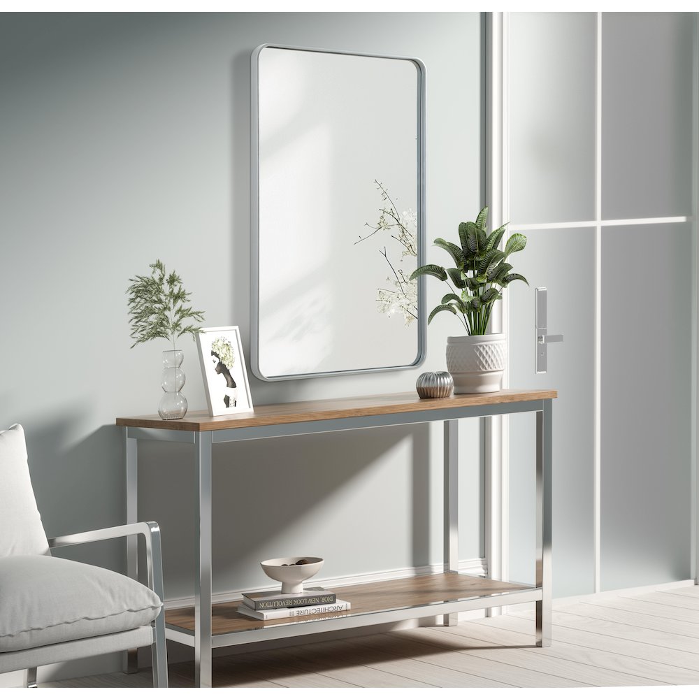 Contour Metal Rectangle Mirror 30x48 in Silver