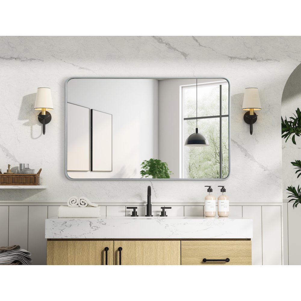 Contour Metal Rectangle Mirror 30x48 in Silver