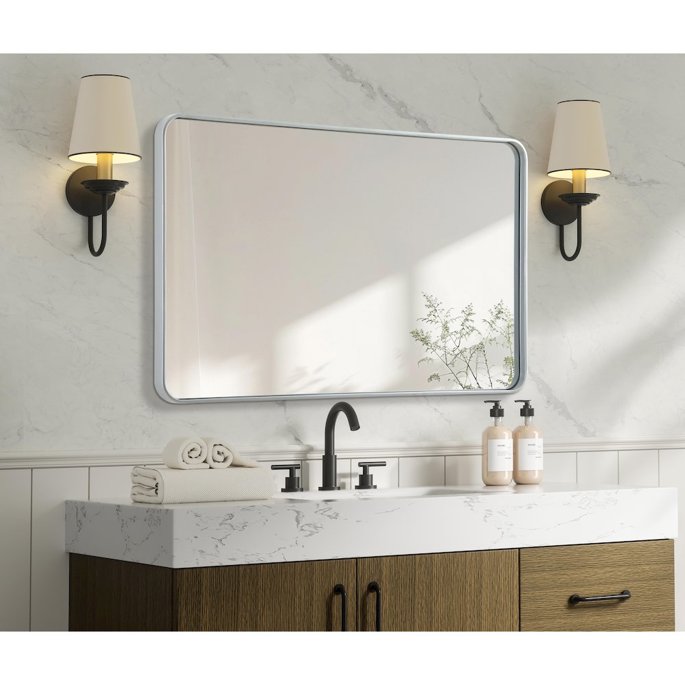 Contour Metal Rectangle Mirror 30x48 in Silver