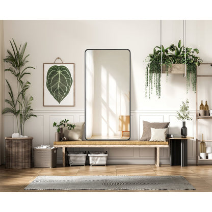 Contour Metal Rectangle Mirror 30x60 in Black