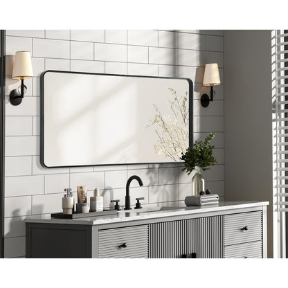 Contour Metal Rectangle Mirror 30x60 in Black