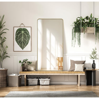 Contour Metal Rectangle Mirror 30x60 in Brass