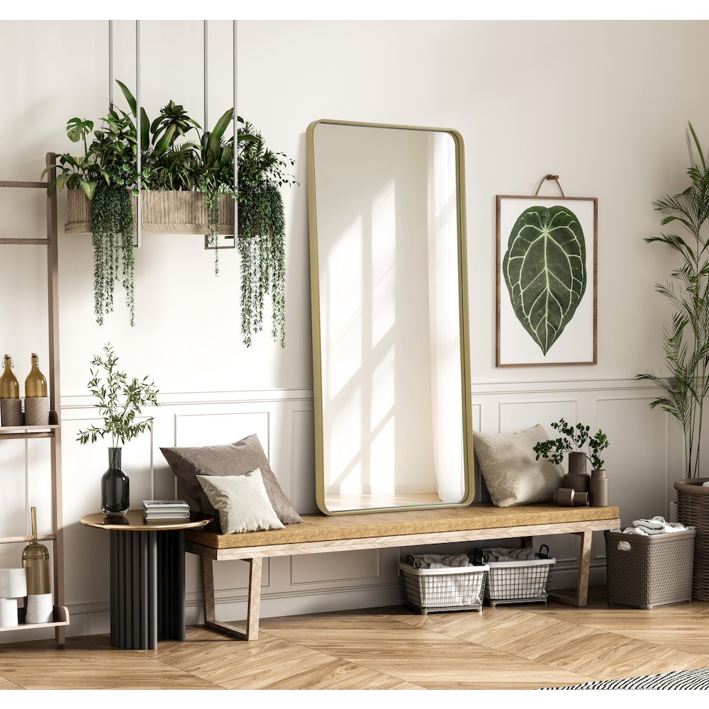 Contour Metal Rectangle Mirror 30x60 in Brass
