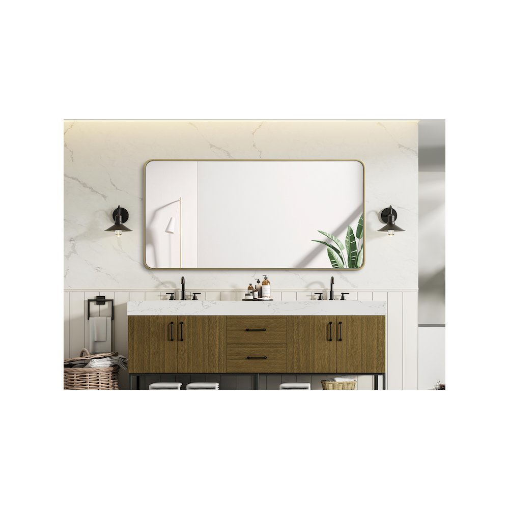 Contour Metal Rectangle Mirror 30x60 in Brass