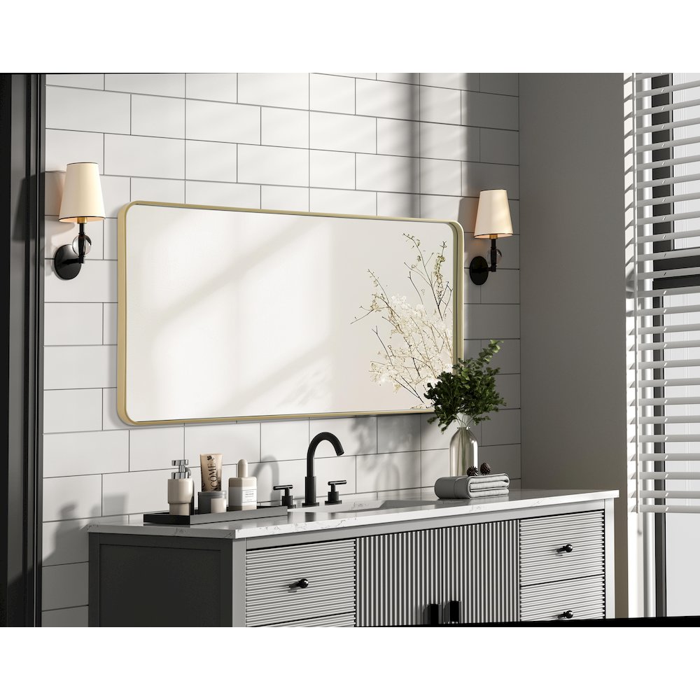 Contour Metal Rectangle Mirror 30x60 in Brass