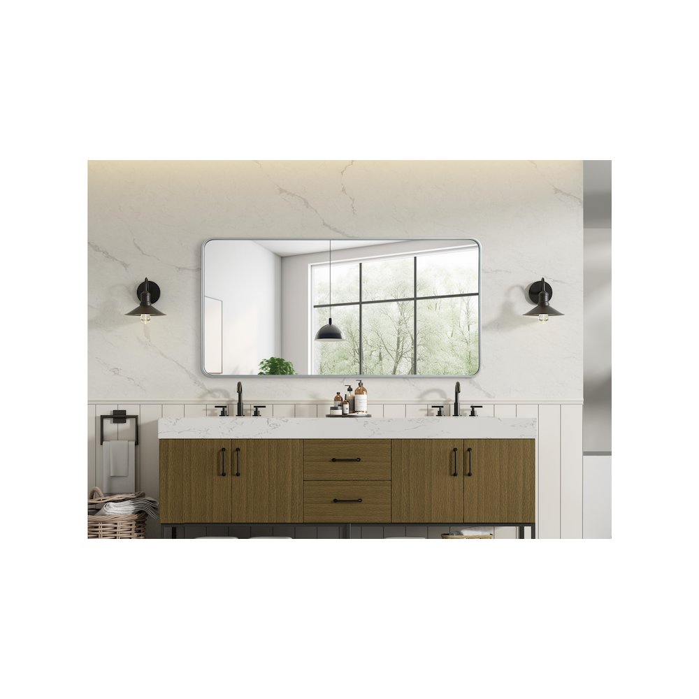 Contour Metal Rectangle Mirror 30x60 in Silver