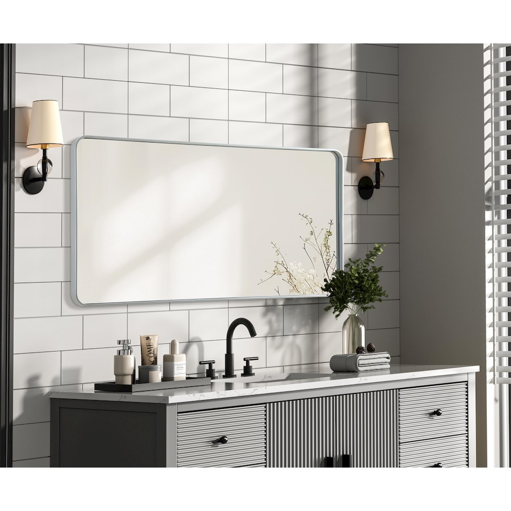 Contour Metal Rectangle Mirror 30x60 in Silver