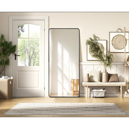 Contour Metal Rectangle Mirror 32x72 in Black