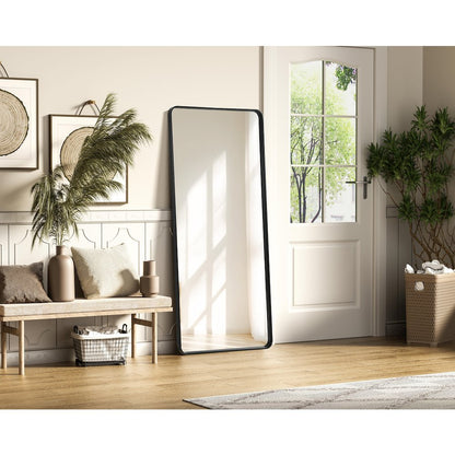 Contour Metal Rectangle Mirror 32x72 in Black