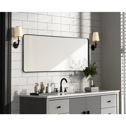 Contour Metal Rectangle Mirror 32x72 in Black