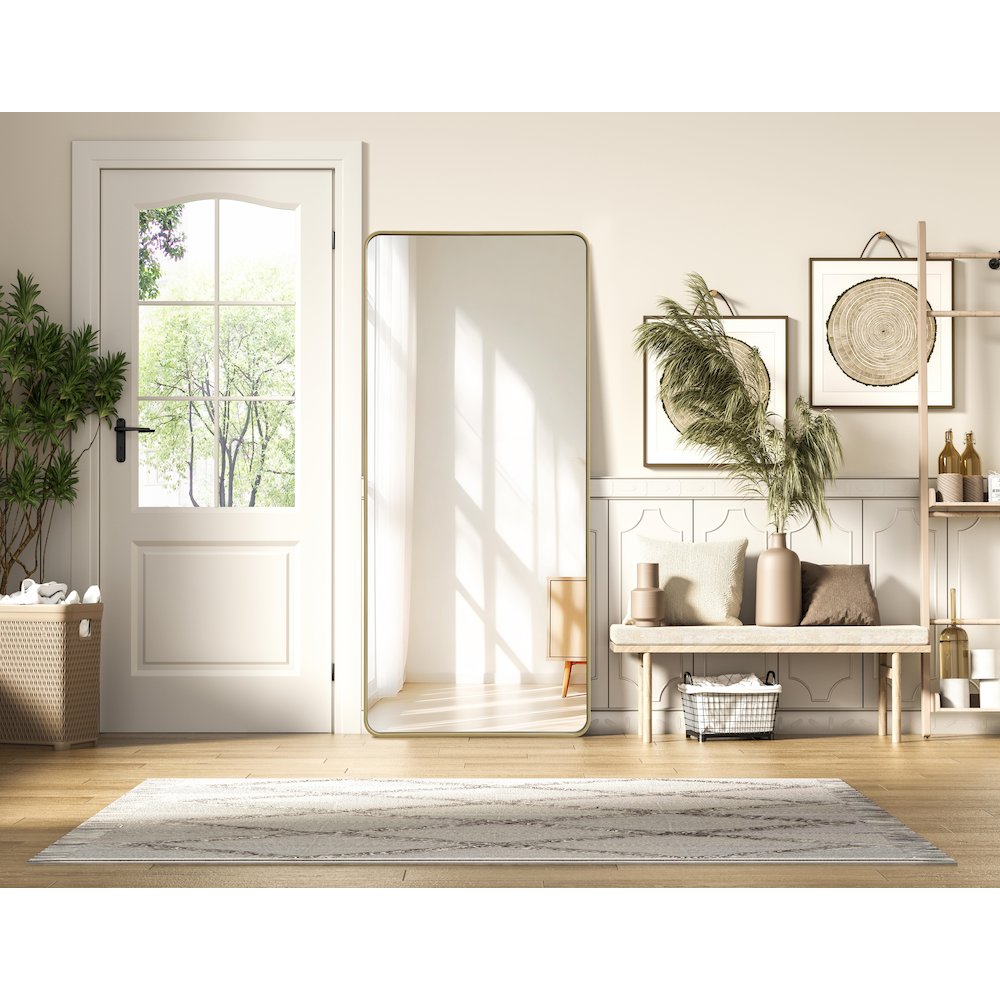 Contour Metal Rectangle Mirror 32x72 in Brass