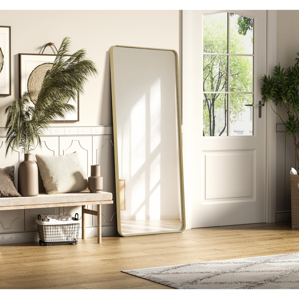Contour Metal Rectangle Mirror 32x72 in Brass