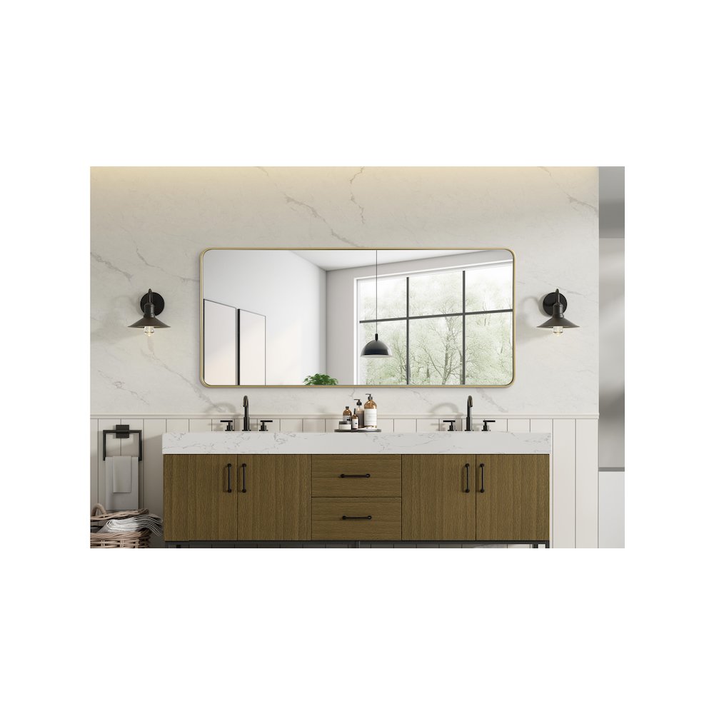 Contour Metal Rectangle Mirror 32x72 in Brass