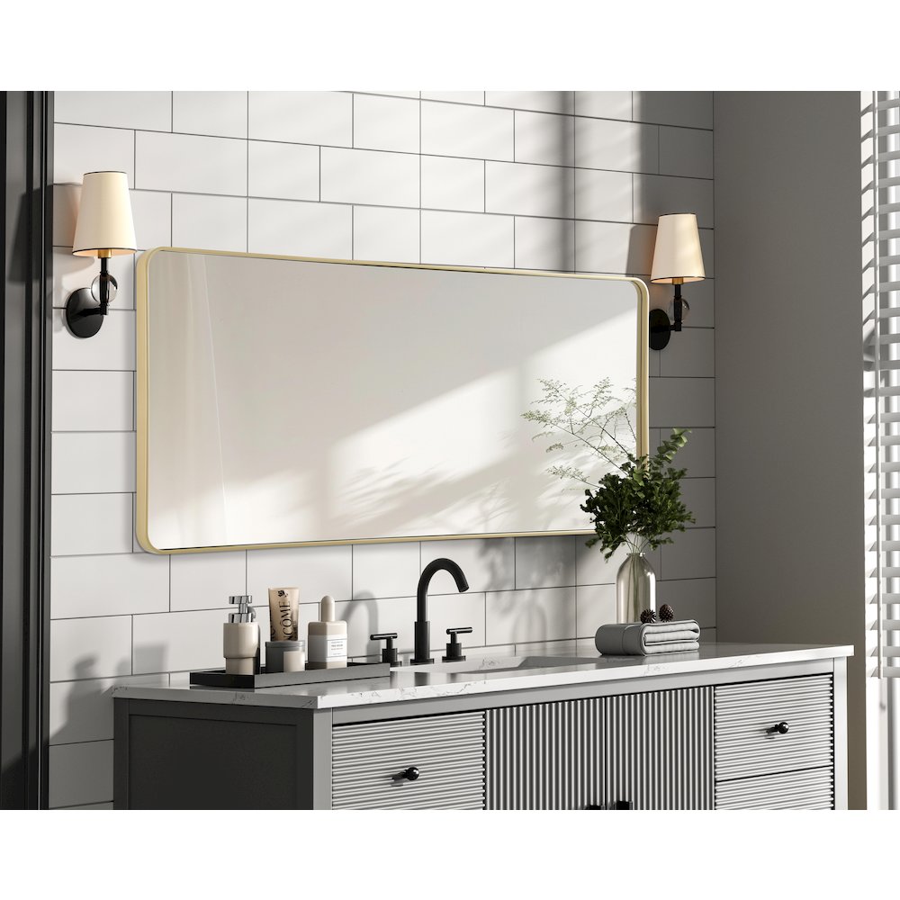 Contour Metal Rectangle Mirror 32x72 in Brass