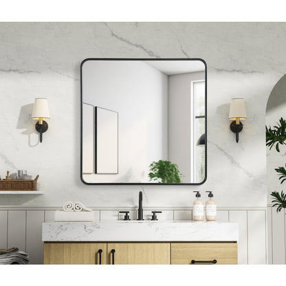 Contour Metal Rectangle Mirror 36x36 in Black