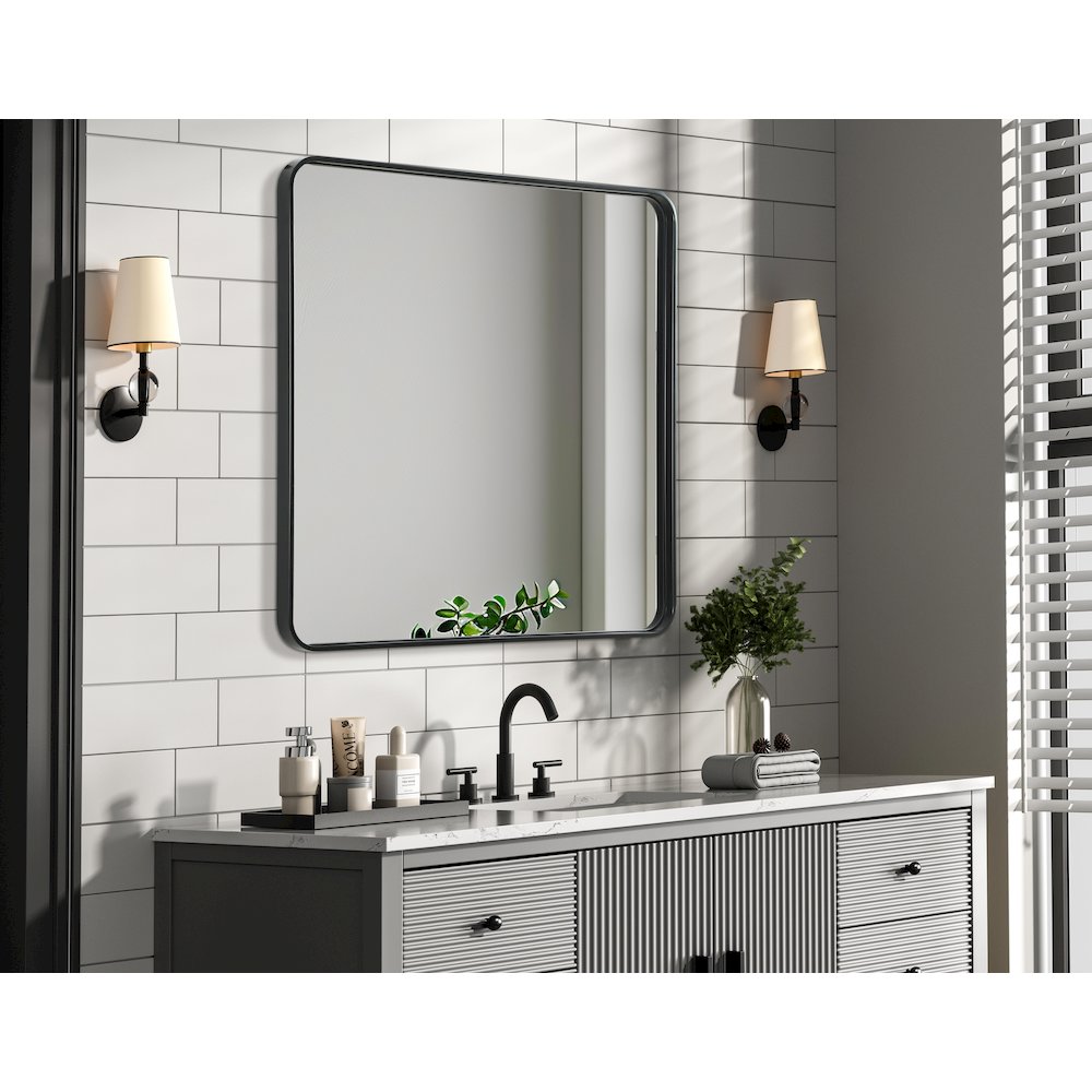 Contour Metal Rectangle Mirror 36x36 in Black