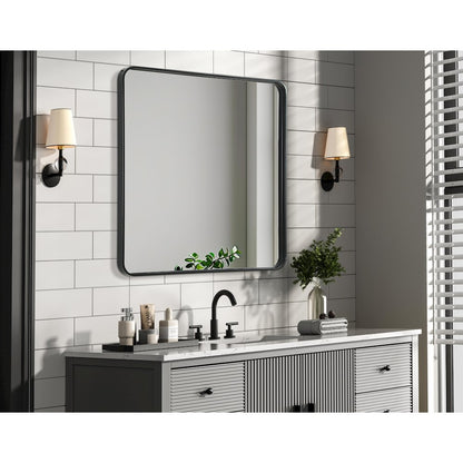 Contour Metal Rectangle Mirror 36x36 in Black
