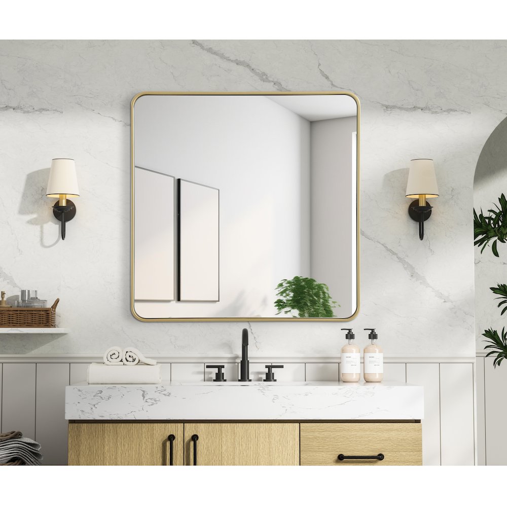 Contour Metal Rectangle Mirror 36x36 in Brass