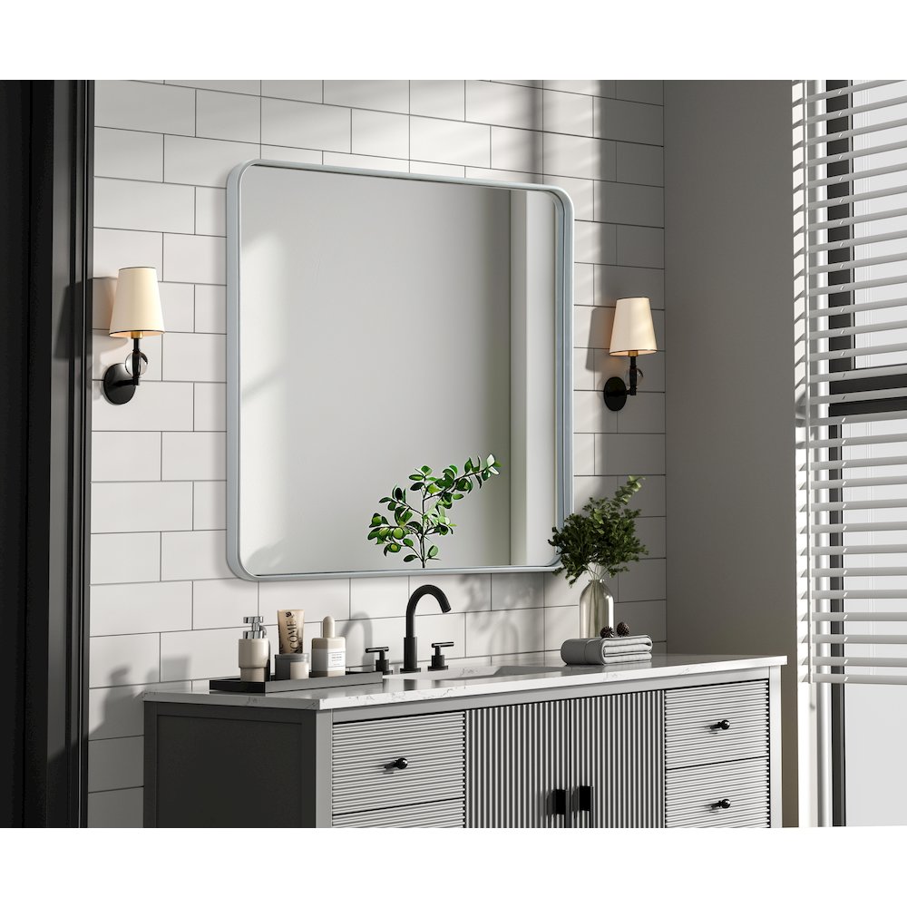 Contour Metal Rectangle Mirror 36x36 in Silver