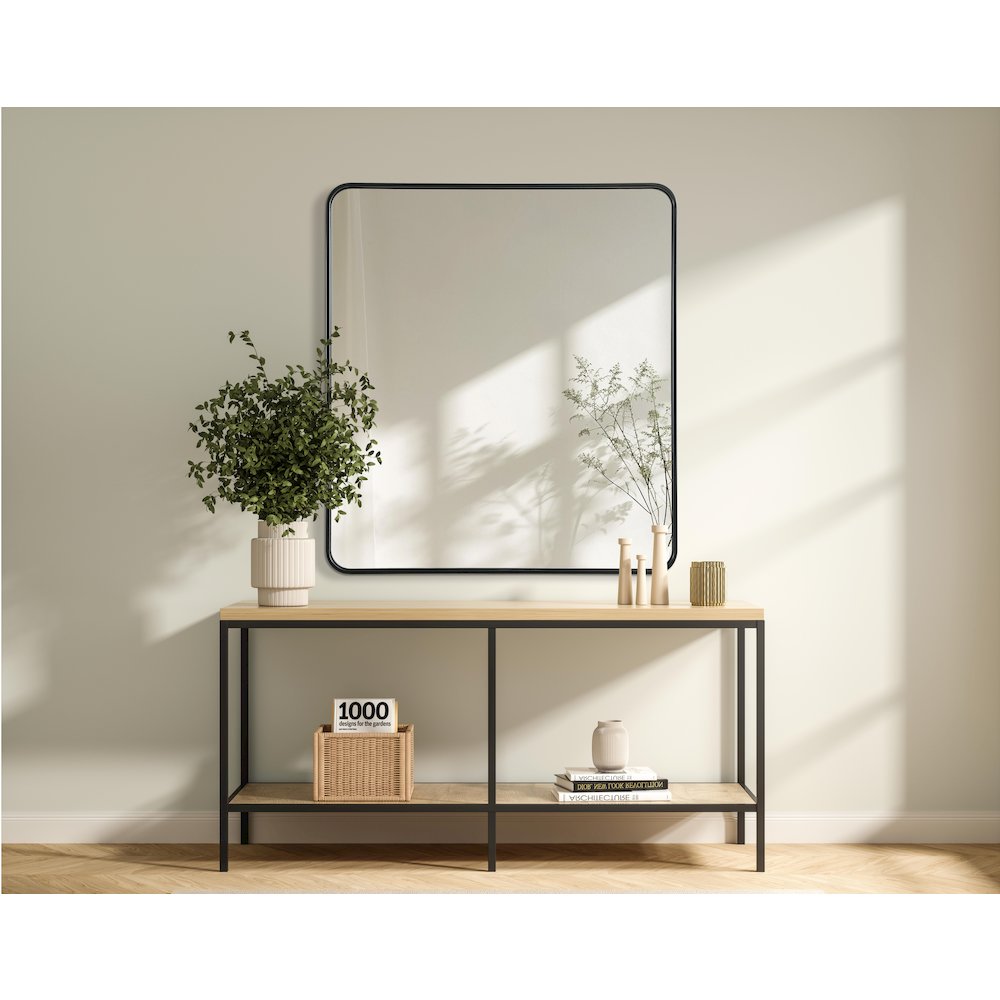 Contour Metal Rectangle Mirror 36x40 in Black