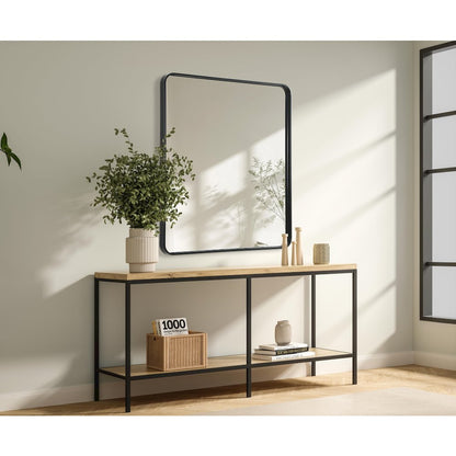 Contour Metal Rectangle Mirror 36x40 in Black