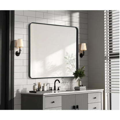 Contour Metal Rectangle Mirror 36x40 in Black