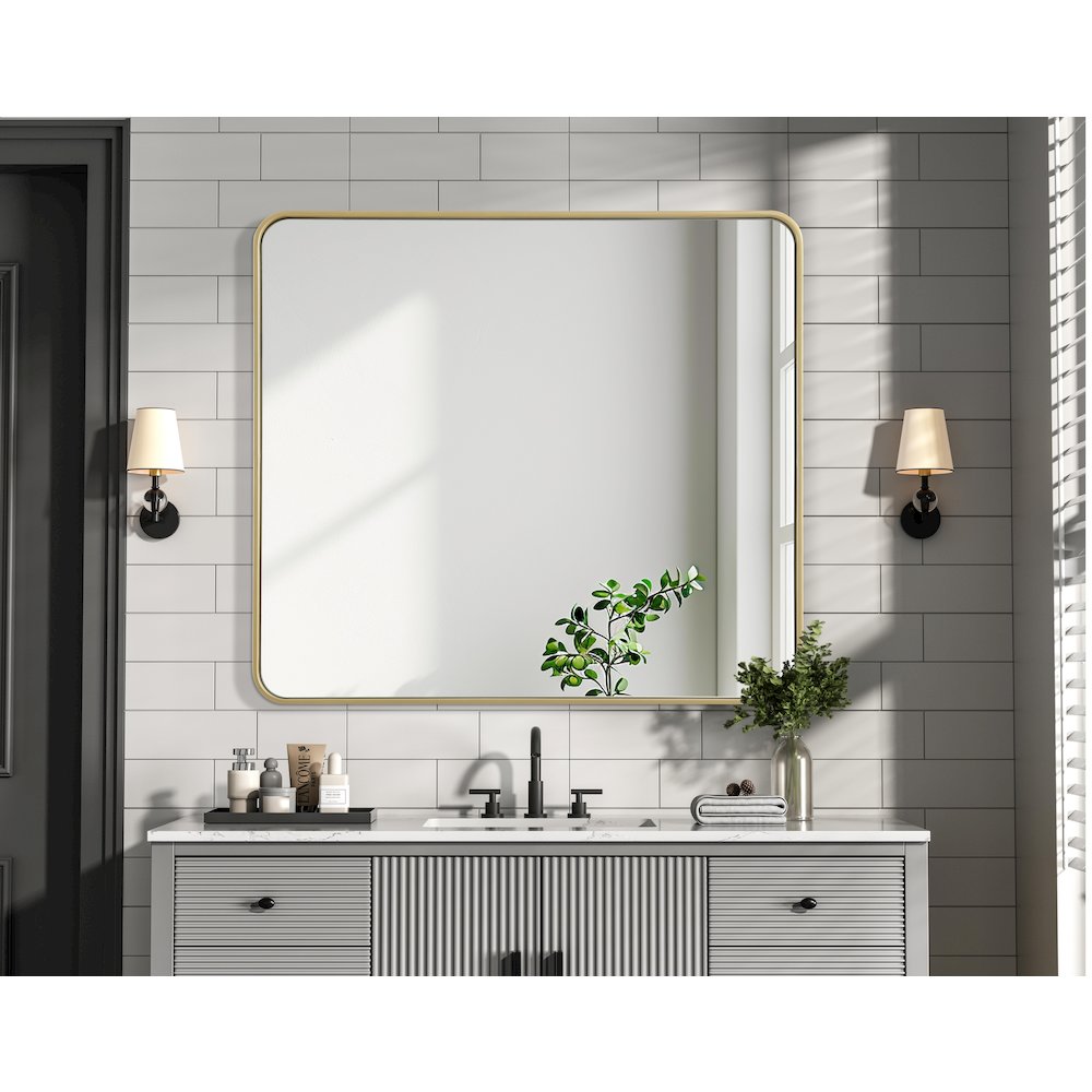 Contour Metal Rectangle Mirror 36x40 in Brass