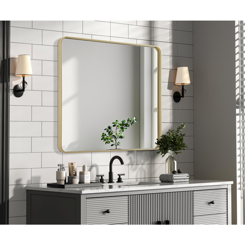 Contour Metal Rectangle Mirror 36x40 in Brass