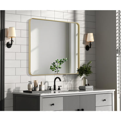 Contour Metal Rectangle Mirror 36x40 in Brass