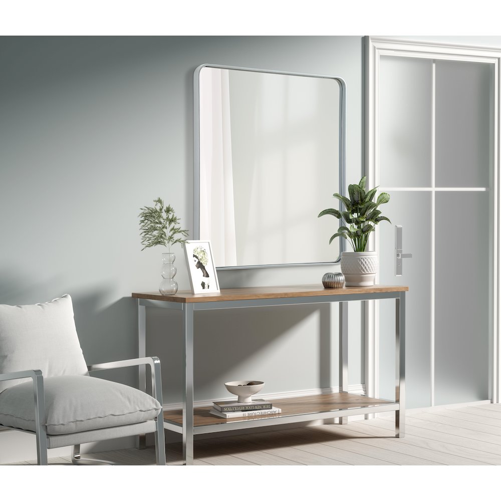 Contour Metal Rectangle Mirror 36x40 in Silver